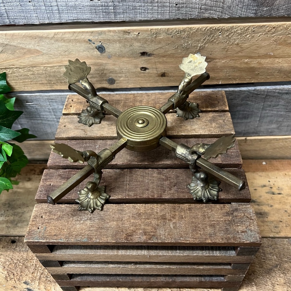 Vintage Ornate Brass Adjustable Trivet Bowl Stand by Andrea by Sadek